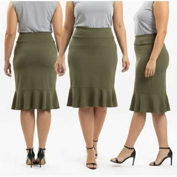 Saia FORRADA LISA em Viscolycra com Babado para Senhoras | Confortável e Delicada em Oferta na Shopee