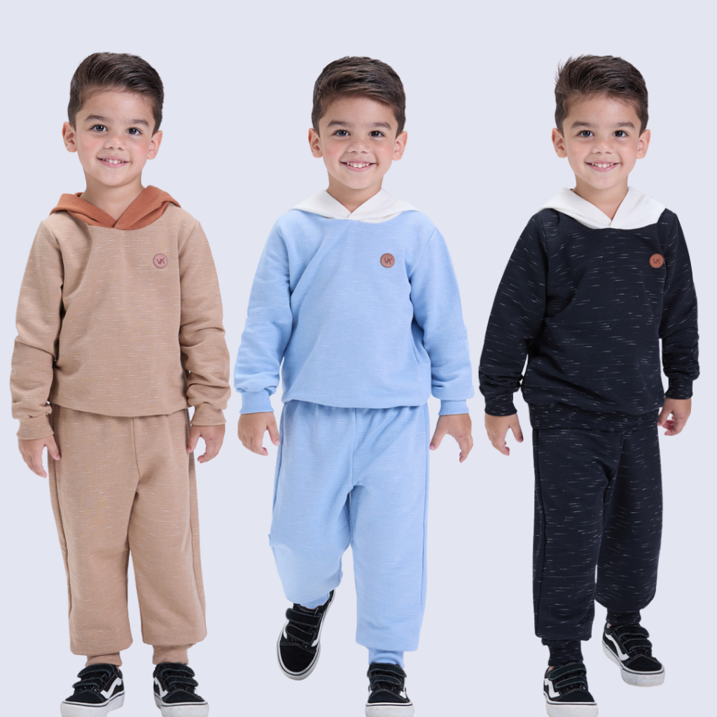 Conjunto Infantil de Inverno Masculino Moletom Jet