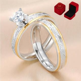 Z.W BIJUX - Aliança de casamento em aço inoxidável de 4 mm com diamantes Com/Sem Caixinha