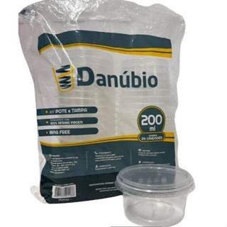 Caixa - Pote Redondo - C/ Tampa - 200 ML -  Descartável - Freezer - Microondas - DANÚBIO. em Oferta na Shopee