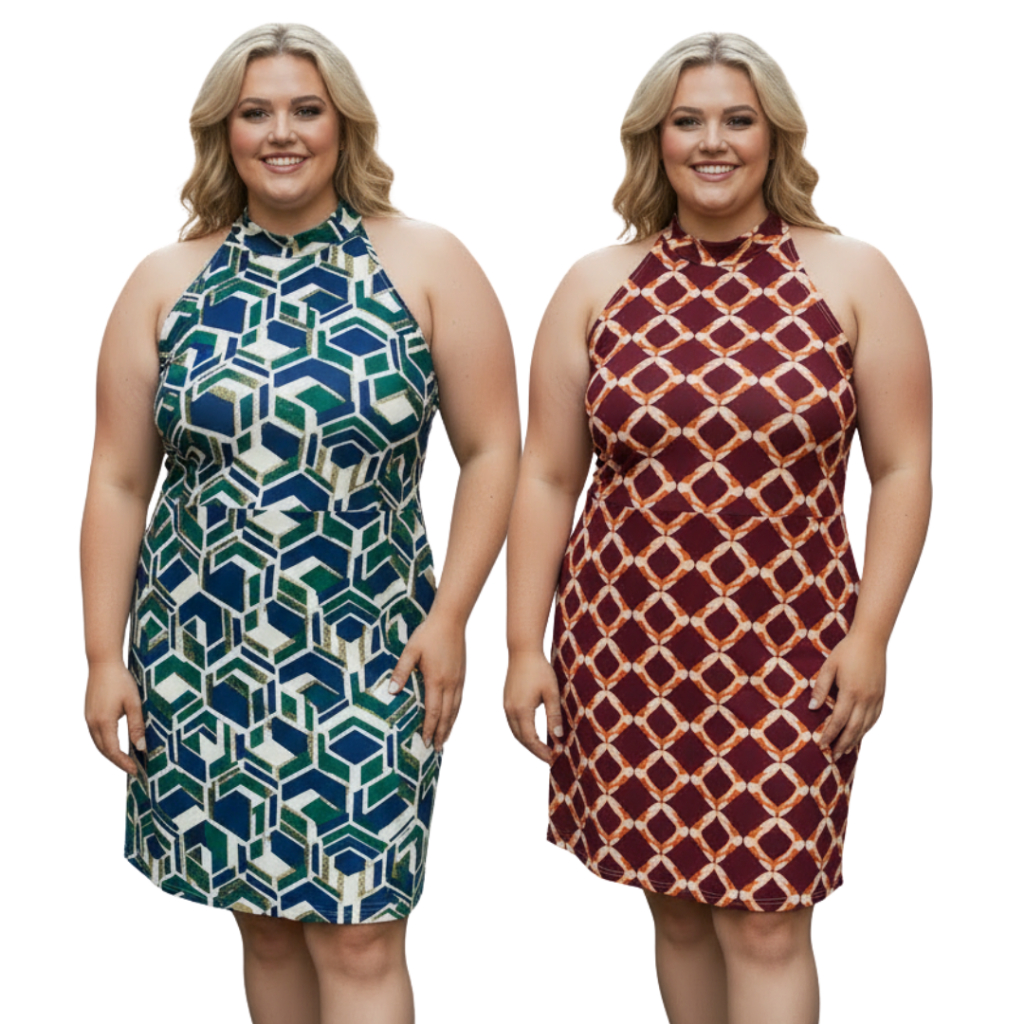 Kit 2 Vestidos Golinha Liganete Estampado Plus Size G1 e G2 Estampas Variadas