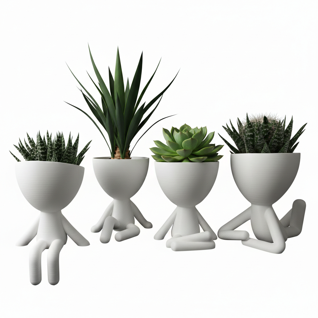 Robert Plant Kit 4 Mini Vasinhos 6cm Cactos Suculentas Lembrancinha Decoração Casa Sala Estante Enfeite Cachepot