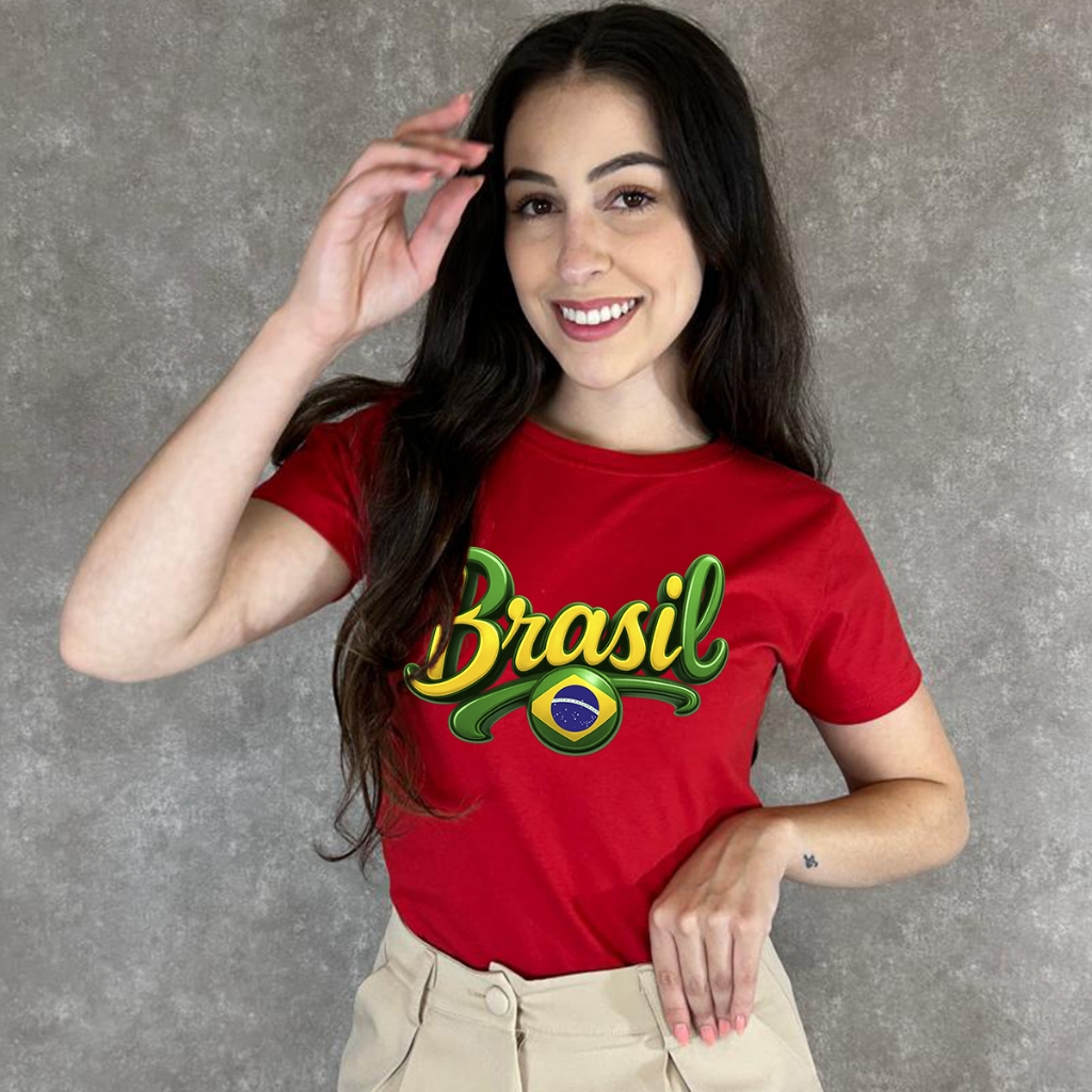 Camiseta Brasil Babylook 100% Algodão