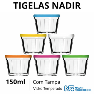 Kit 2/4/6/ Potes de Vidro Nadir 150ml c/ Tampa Tigelas Bowl Multiuso Papinha Micro-ondas, Freezer em Oferta na Shopee