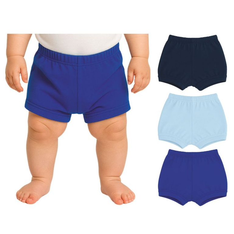 Kit c/3 Shorts Bebê - 100% Algodão - Suedine