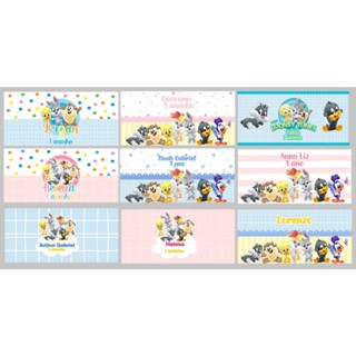 Rótulo Adesivo Personalizado Para Cofrinho no Tema Looney Tunes baby em Oferta na Shopee