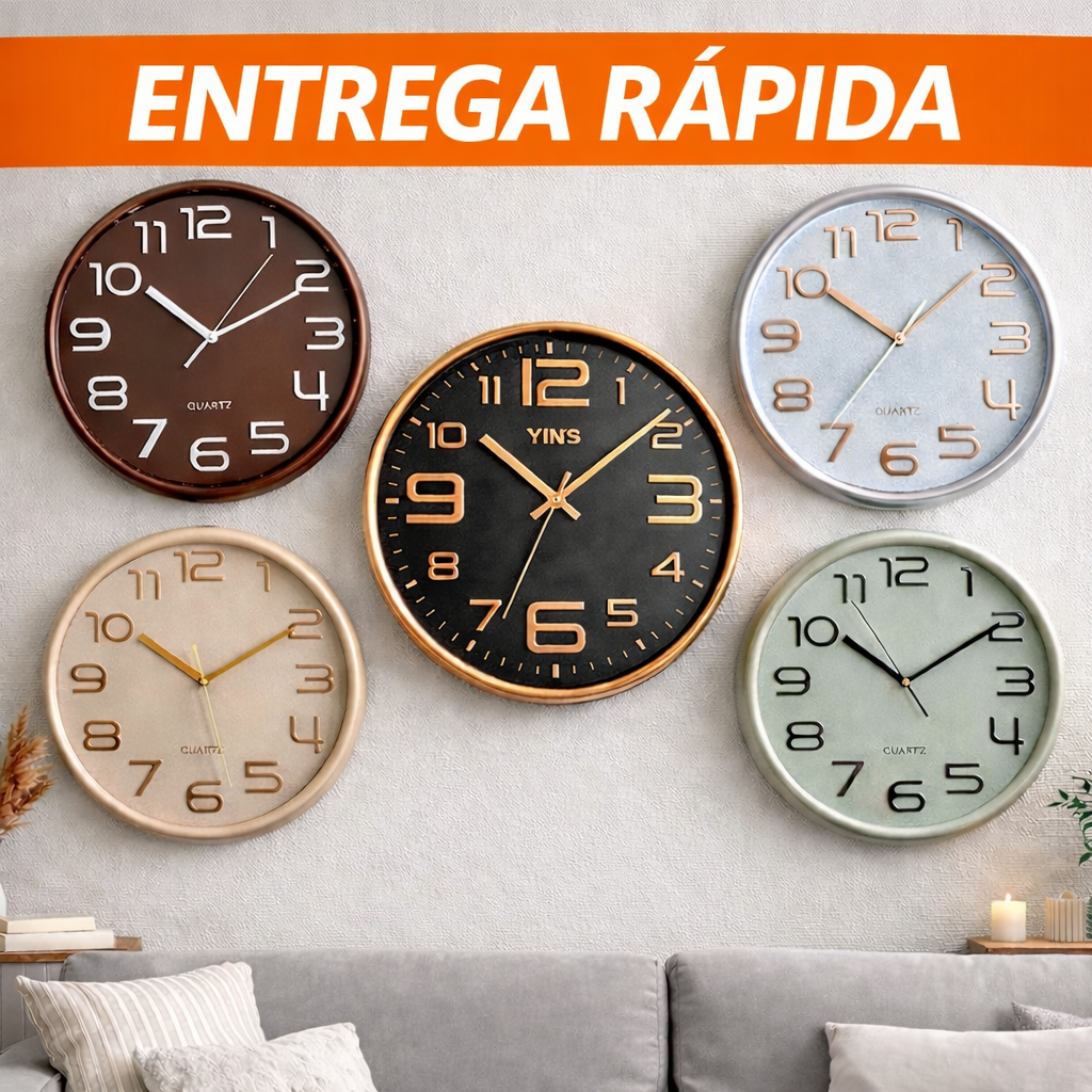 Relógio de Parede 30cm Grande Moderno Silencioso Decorativo Dourado Sala Cozinha Quarto Escritório em Oferta na Shopee