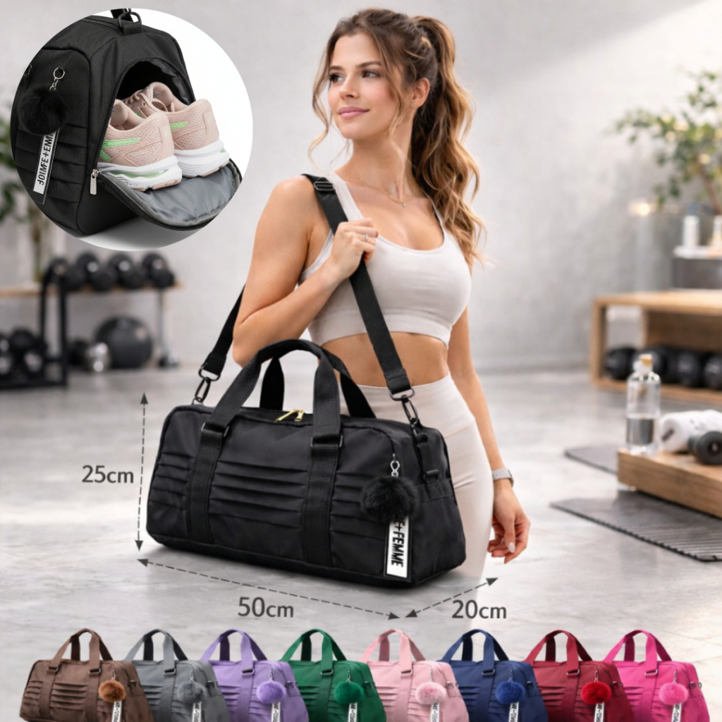 Bolsa Academia Blogueira Fitness Versátil Reforçada Elegante Preto
