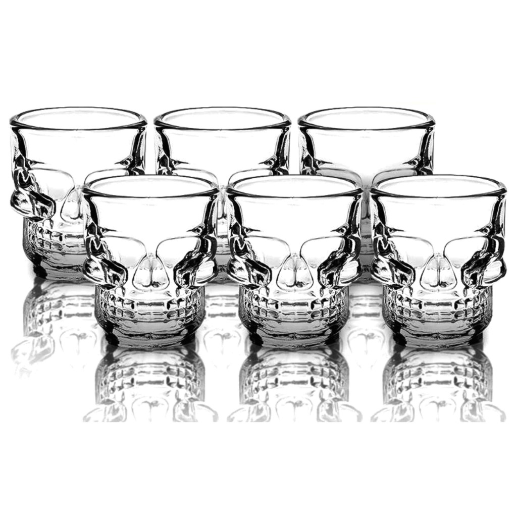 Kit 6 Copos De Shot Tequila 50ml De Vidro Caveira