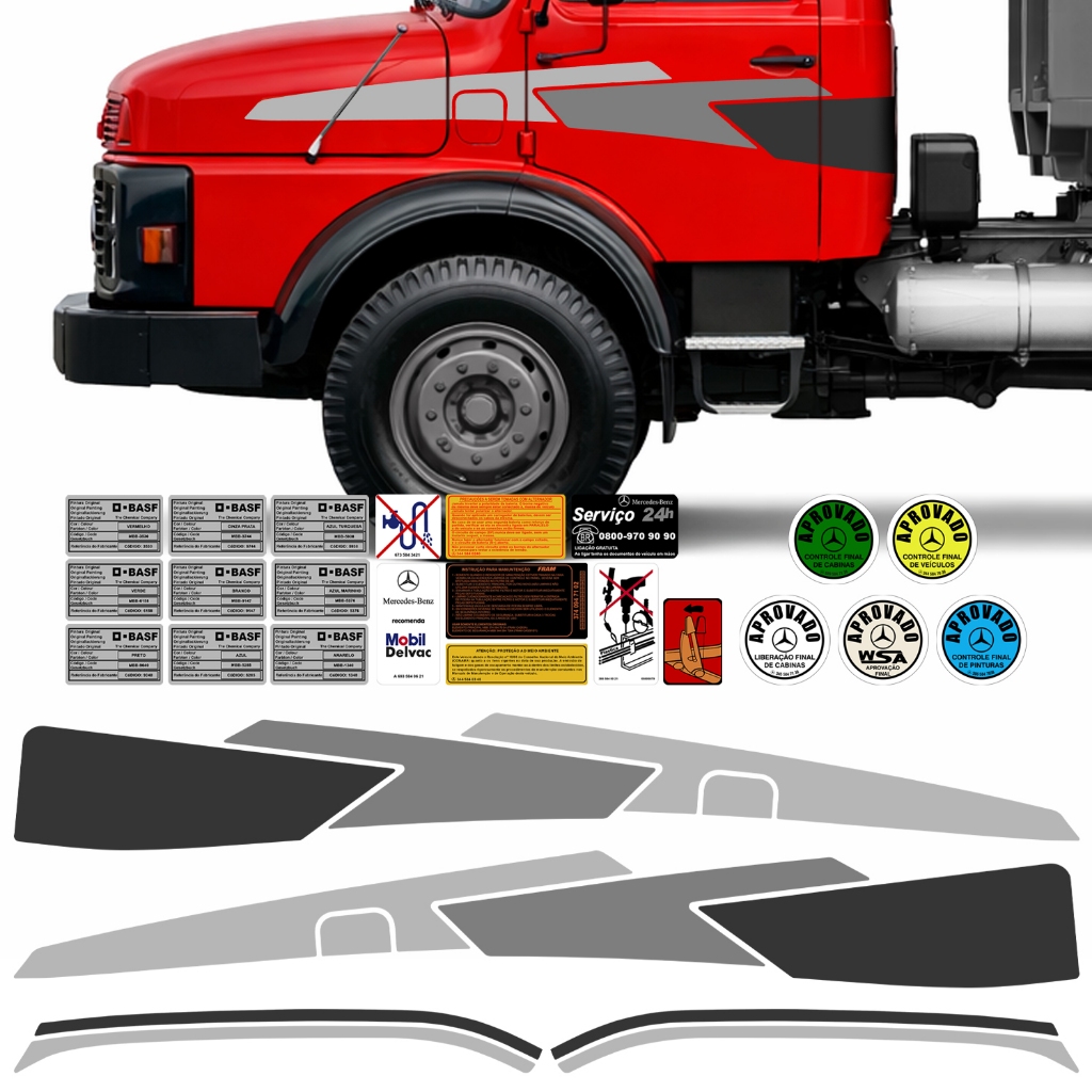 Kit Faixa Vinil Adesiva Porta Caminhão Automotivo Mb 1113 1114 1313 2013