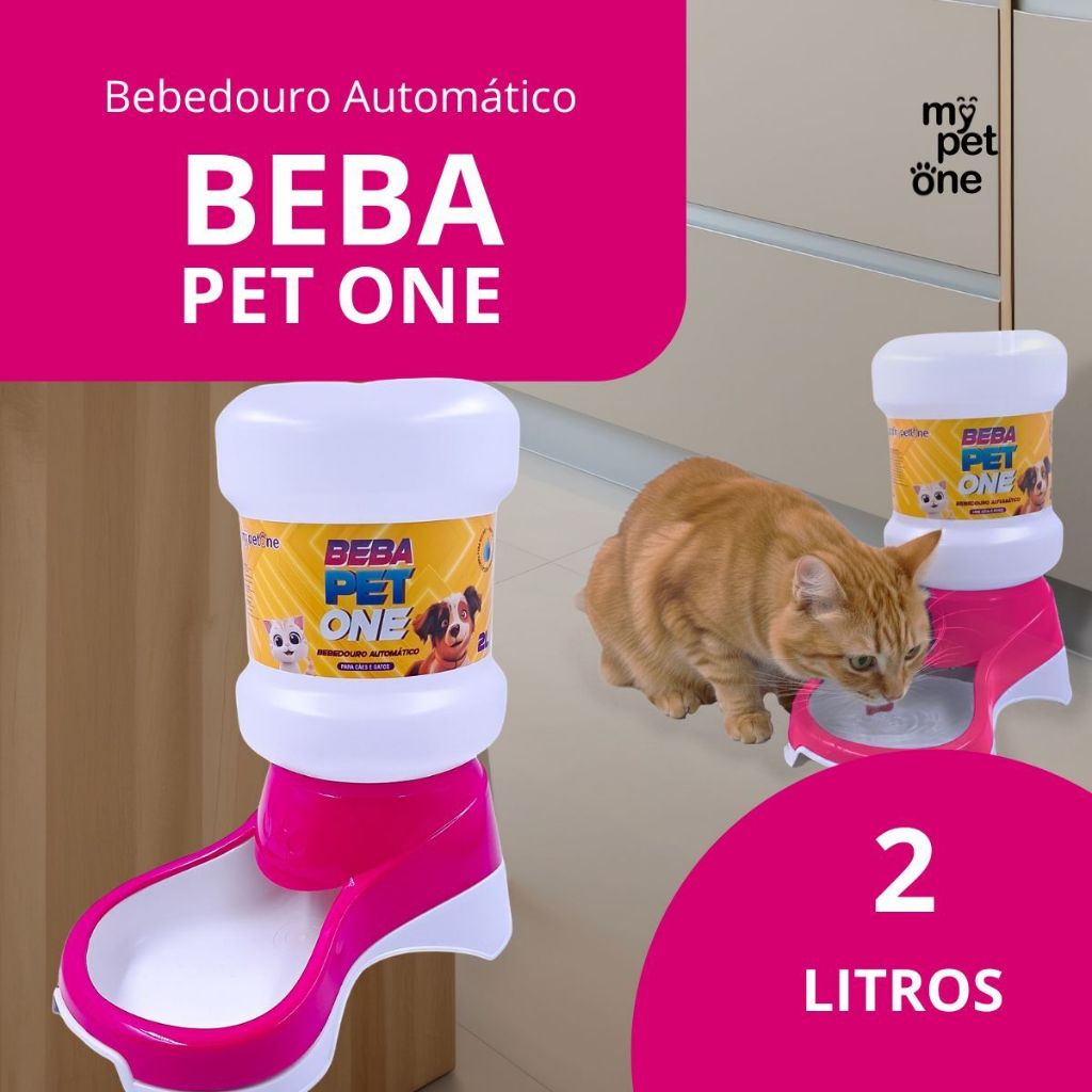 Bebedouro Automático Beba Pet One Rosa - Galão 2 Litros em Oferta na Shopee