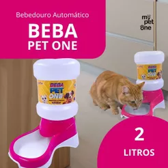 Bebedouro Automático Beba Pet One Rosa - Galão 2 Litros