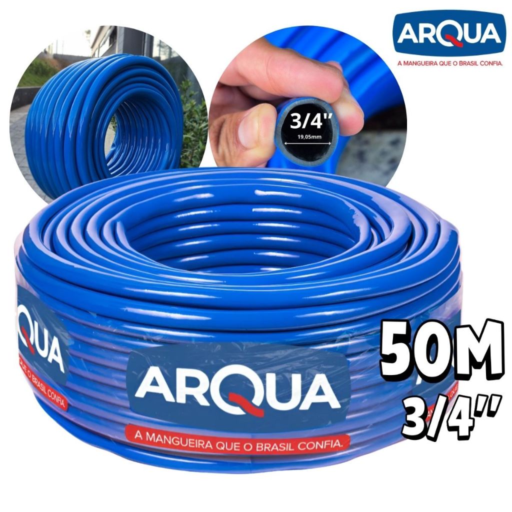 Mangueira Recapada 3/4'' ARQUA Dupla Face Reforçada Ultra Resistente Jardim Irrigação Bomba Sapo - 50m
