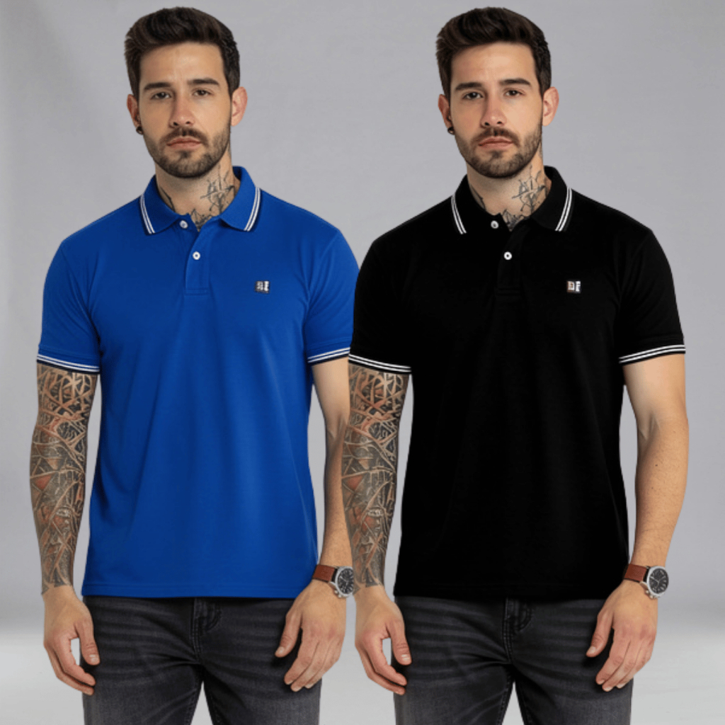KIT 2 Camiseta Polo Plus Size Masculina Polo 100% Algodao Varias Cores Premium Casual