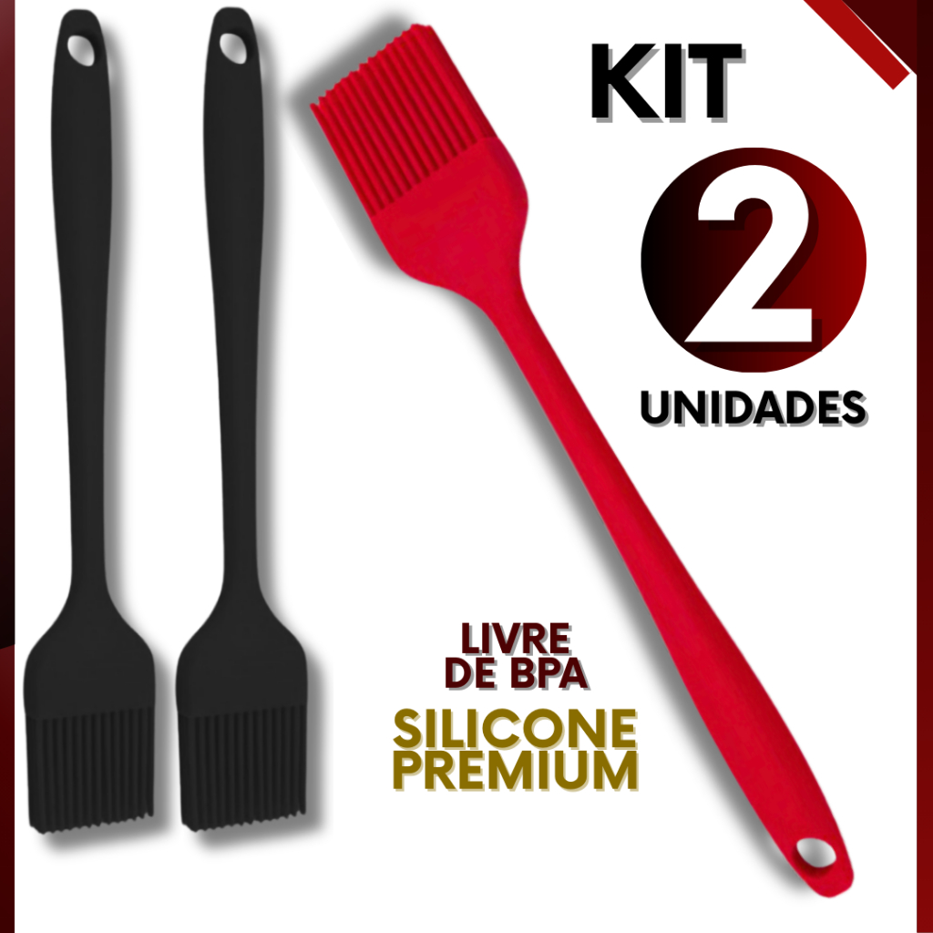 Kit 2 Pincel de Silicone Premium 25cm Utensílios Para Confeitaria, Churrasco e Cozinha Multiuso em Oferta na Shopee