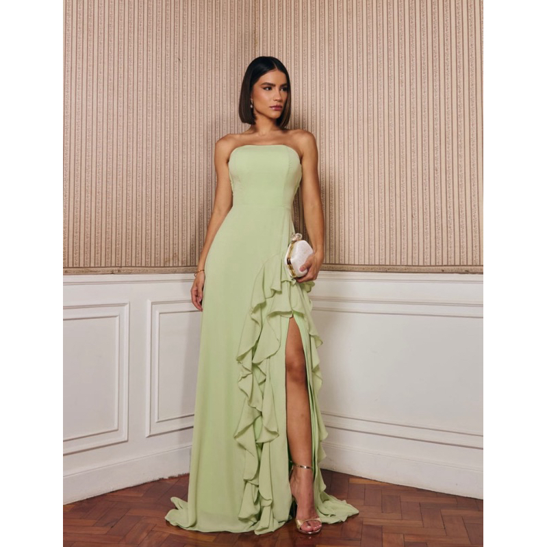 Vestido Longo Festa Micro Tule (Entrar Em Contato Com O Vendedor Antes De Solicitar