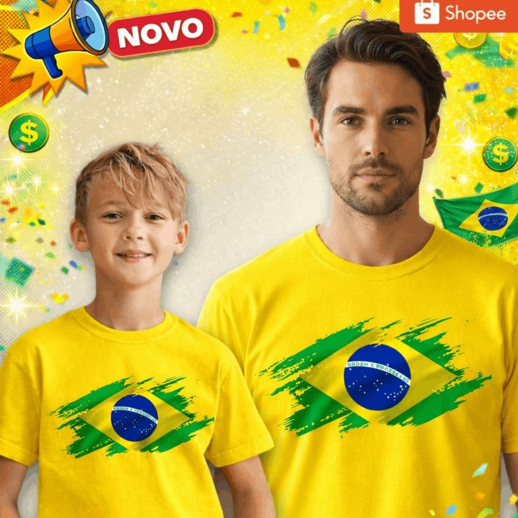 Camiseta Brasil Torcida Futebol | Seleção Brasileira Copa do Mundo Algodão