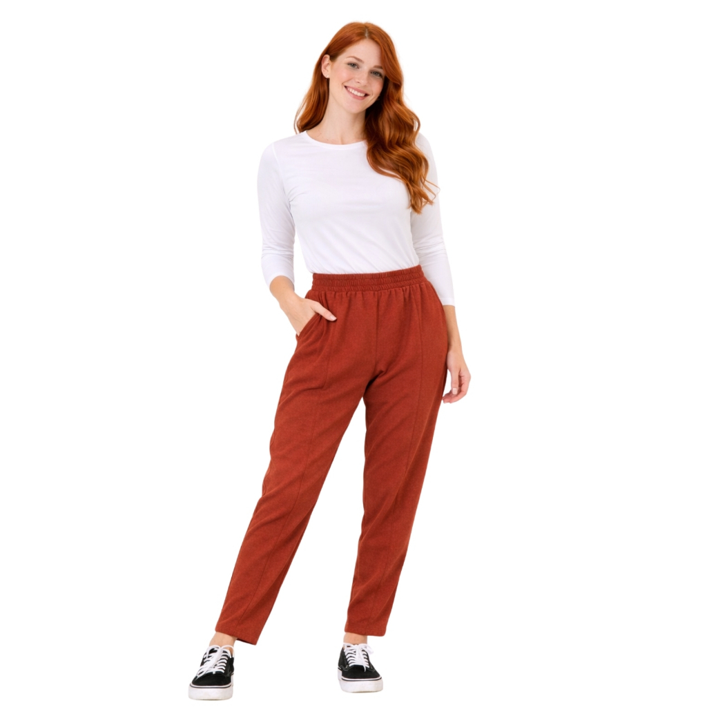 Calça feminina flanelada com caimento moderno, elegante e super confortável 10524.C2