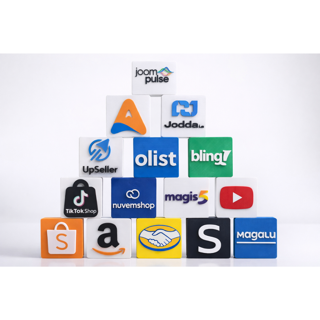 Placa Decorativa 3d Logo Marketplace Mercado Livre Shopee Magalu Shein Amazon TikTok Youtube Olist Bling UpSeller Avant