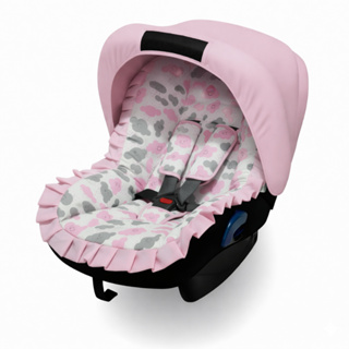 Kit Capa de Bebe Conforto + Protetor de Cinto + Capota Solar 100% Algodão Nuvem Rosa Tamanho Universal em Oferta na Shopee