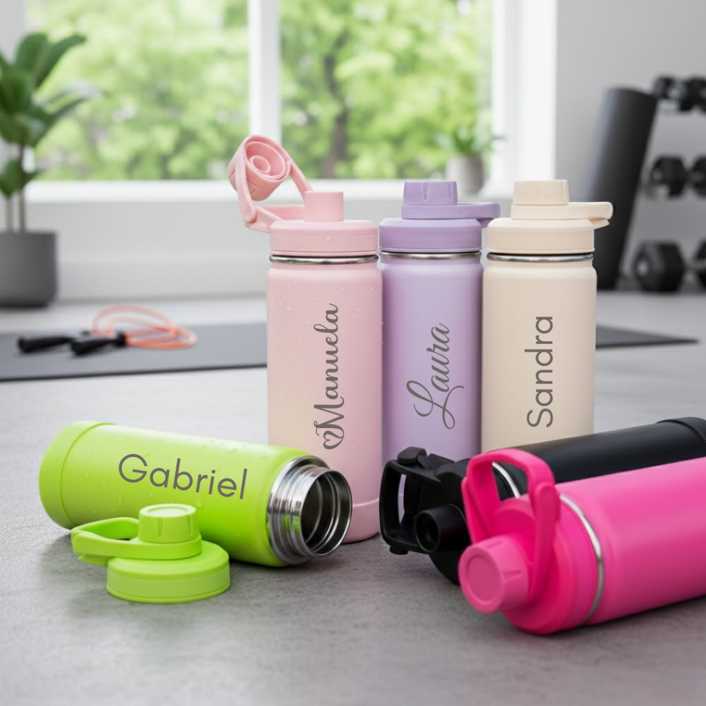 Garrafa Térmica Água Personalizada Com Nome 550/350ml Alça Esportiva Protetor em Oferta na Shopee
