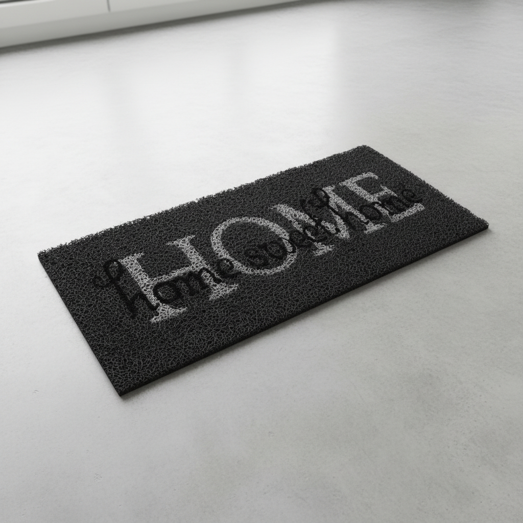 Tapete Capacho Entrada Antiderrapante Térmico Vinil 70x30cm Home Sweet Home - Cinza