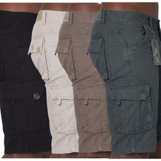 Bermuda Cargo Masculina Brim/Sarja Premium com Bolso Estilo Streetwear Casual estilo americano