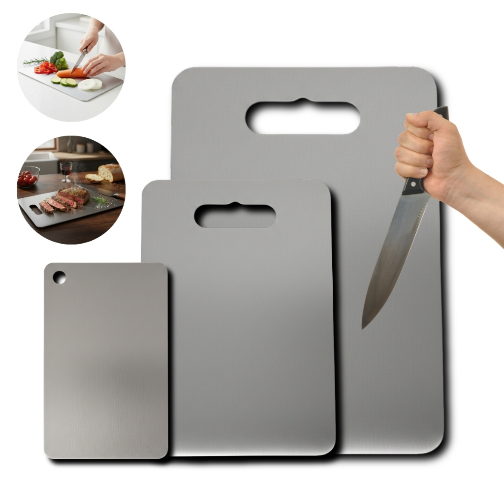 Kit 3 Tábua De Corte Aço Inox 304 Antibacteriana Cozinha Ecosul em Oferta na Shopee