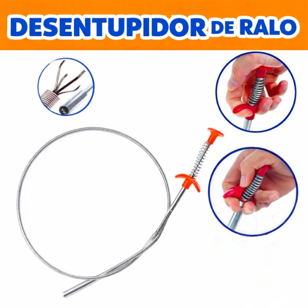 Desentupidor De Pia Ralo com Garra  Multiuso Pegador de Objetos e Limpador de Cano para Casa