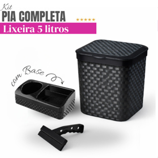 Lixeira de Pia Preto até 3 Peças – Lixeira 5L + Rodo de Pia + Porta Detergente anti odor em Oferta na Shopee
