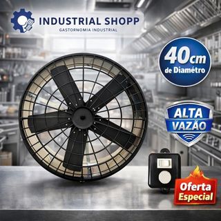Exaustor Ventilador 40cm INOX Com Dimmer Controle Velocidade