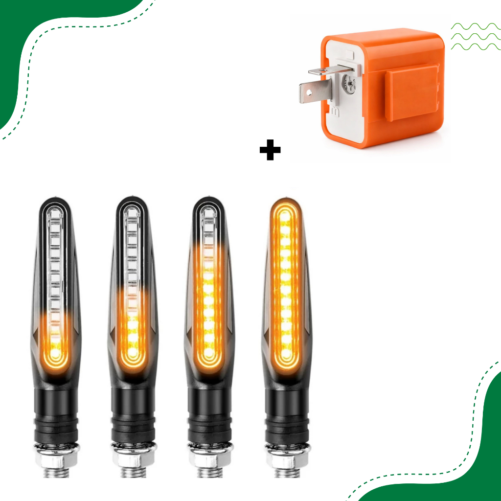 KIT PISCA LED PALITO SEQUENCIAL ESPORTIVO COM RELE 2 PINOS