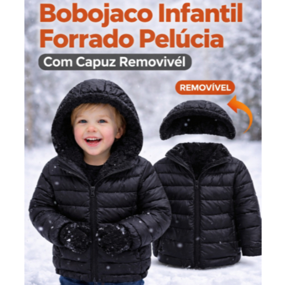Bobojaco Infantil de Pelúcia com Capuz Removível de 8 a 16 Anos – Casaco Quentinho Unissex BJ