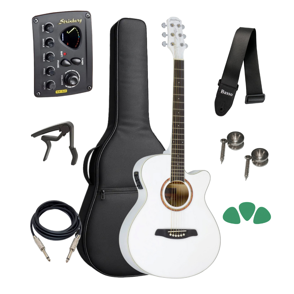 Violão Strinberg Berlin Be30c Branco Euro + Capa Acessórios