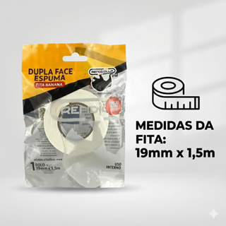 Kit com 3 Dupla Face Espuma - Fita Banana - 19mm x 1,5m em Oferta na Shopee