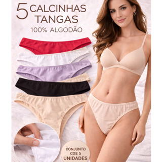 Kit Calcinha Tanga Feminina 100% Algodão Lisa Conforto e Suavidade Dia a Dia Premium em Oferta na Shopee