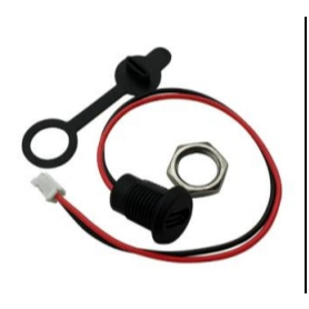 Conector USB C Redondo Externo Com Tampa Protetora À Prova D'Água Painel Fêmea 15cm 2 Fios Porca De Fixação Preto