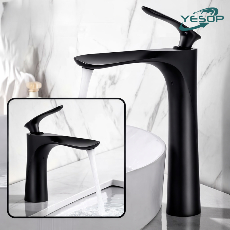 YESOP Torneira Banheiro Cascata Alta Monocomando Inox 304 Preta Misturador Quente e Frio Luxo em Oferta na Shopee