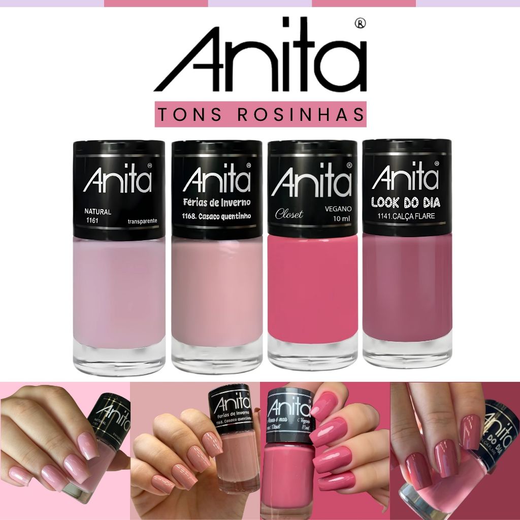 Esmaltes Anita Diversos Tons Rosa Nude Atacado Longa Duração