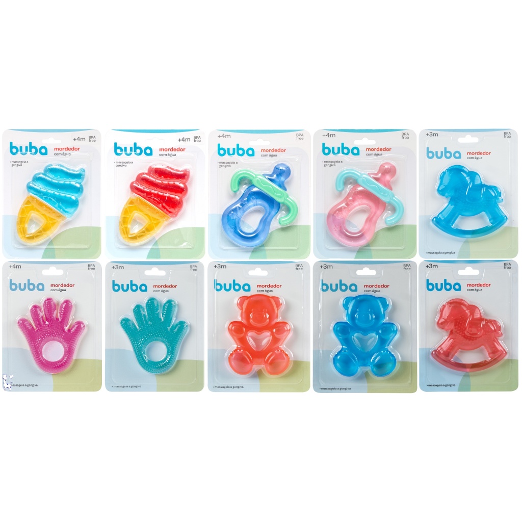 Mordedor de Água Gelado Buba Bebê – Alívio da Gengiva, Dentição Infantil, Seguro e Macio