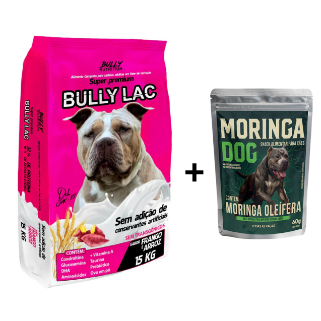 Ração Para Cachorros Em Fase de Lactação Bully Lac 15Kg Cachorro Forte + Ganhe Moringa Dog 60g