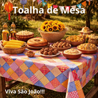 Toalha de mesa Festa Junina Estampada 4 - 6 -8-10-12 Lugares Retangular Decoração São João Arraia em Oferta na Shopee