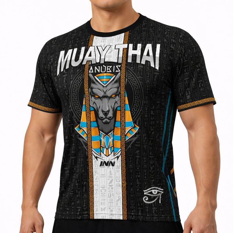 Camiseta Muay Thai Masculina DryFit+ Linha Egípcia Deuses da Guerra Anúbis Inn Fight Original