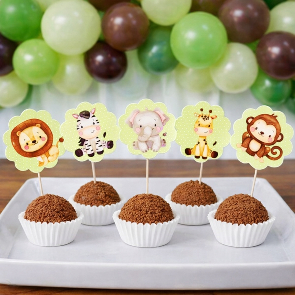 Topper de docinhos ou cupcake Safári aquarelado/tags Safári/Festa Sáfari/Safári Aquarelado