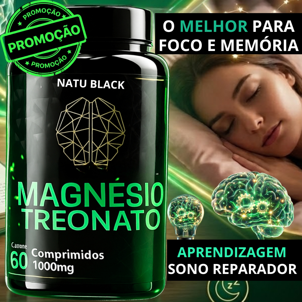 Treonato de Magnésio Treonina Original 1000 mg Fórmula Avançada Alta Performance - ENVIO IMEDIATO