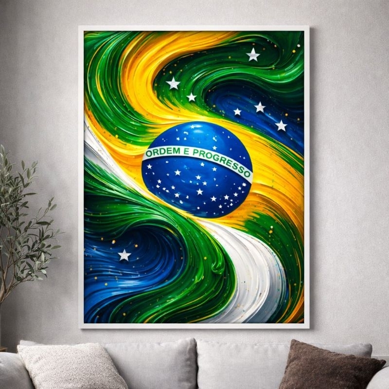 Quadro Decorativo Bandeira do Brasil Ordem e Progresso