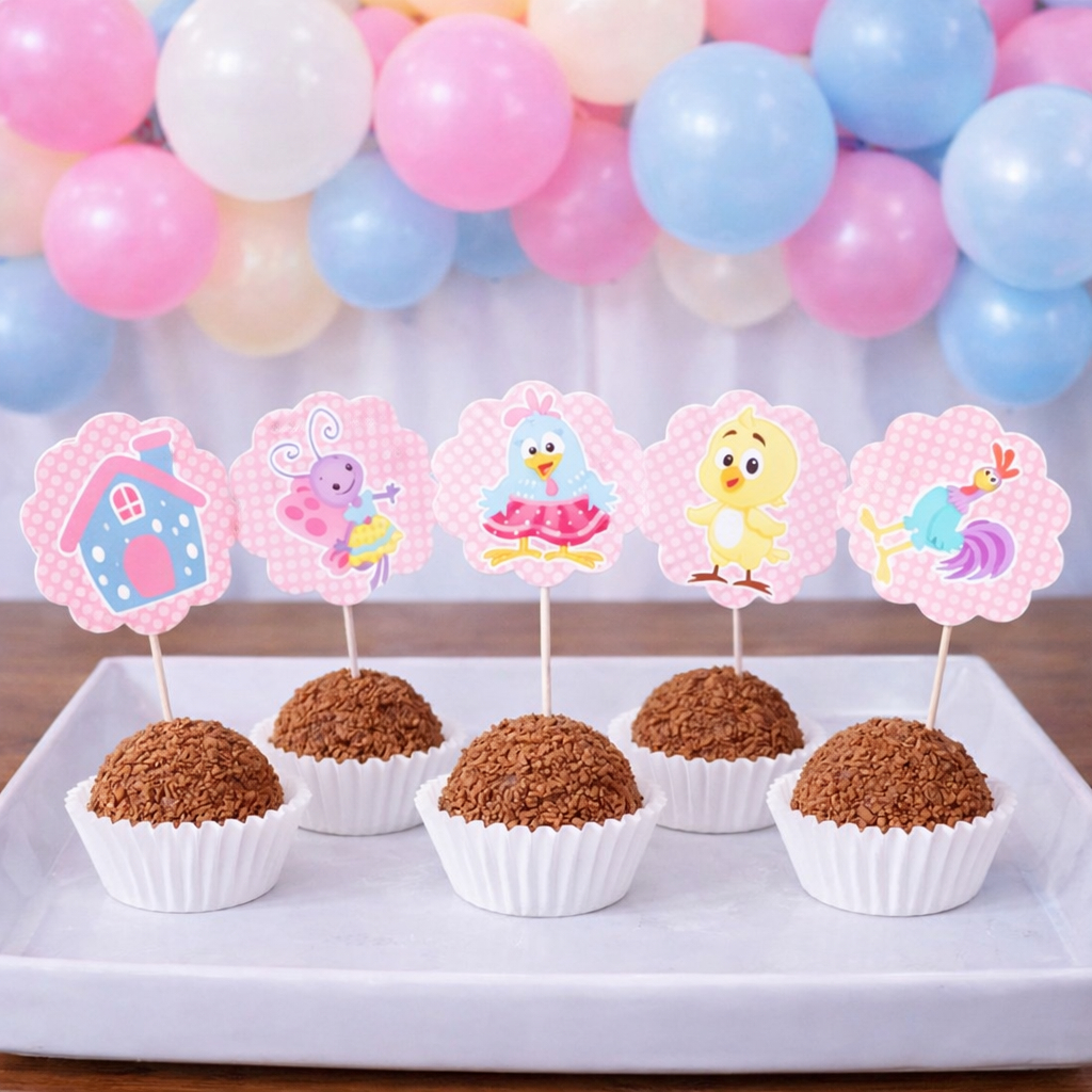 Topper de docinhos ou cupcake Galinha Pintadinha candy/tags Galinha Pintadinha