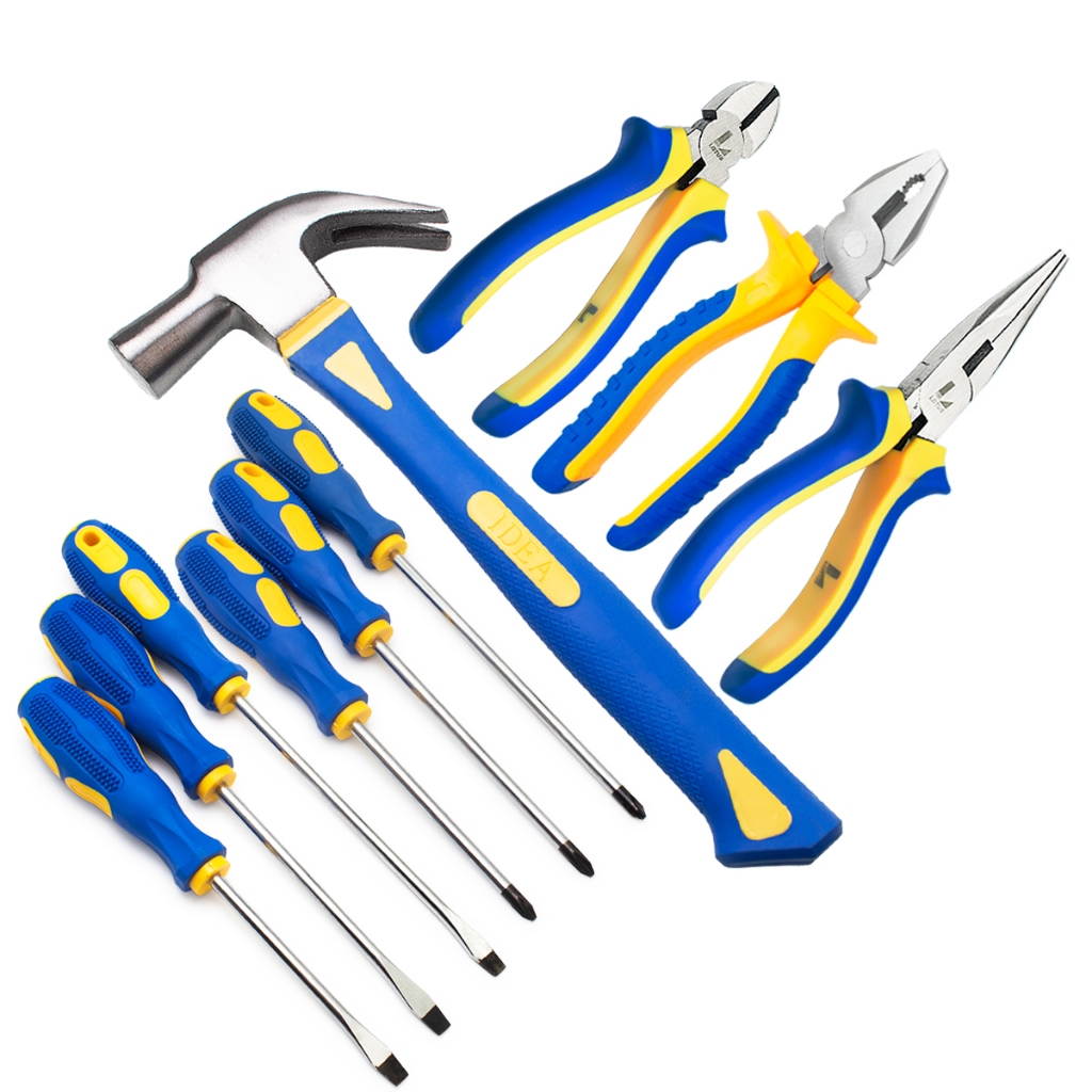 Kit Jogo Completo Ferramentas Com Martelo Alicates Universal Meia Cana e Corte Chaves De Fenda e Philips