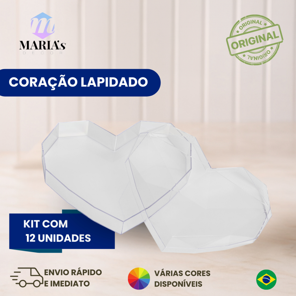 KIT 12 CAIXA CORAÇÃO LAPIDADO 17X22CM PARA PRESENTES E DECORAÇÃO em Oferta na Shopee