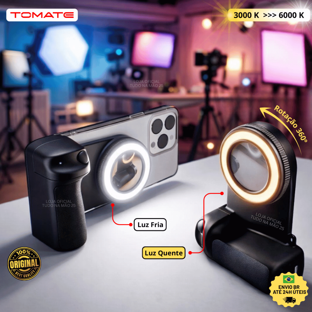 [ ] Luz de Selfie Celular Magnética Profissional Rotação 360º Ring Light LED Magsafe 6000k